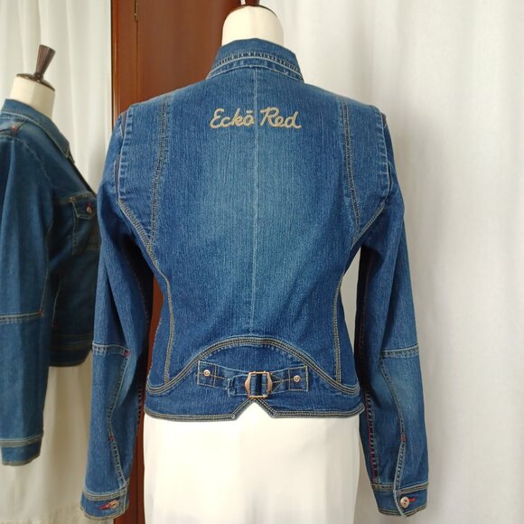 Vintage ECKO Red Stretch Denim Jacket, M/L - Picture 6 of 10